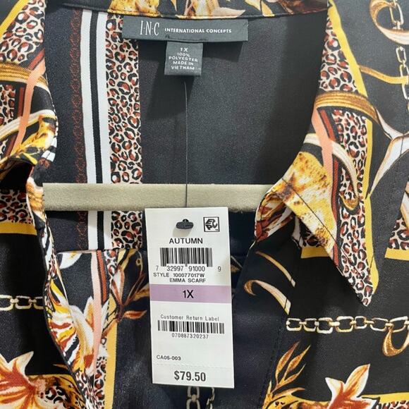 NEW INC Women’s Front Tie Button-Front Collared Leopard Floral Print Blouse - XL - Picture 10 of 10